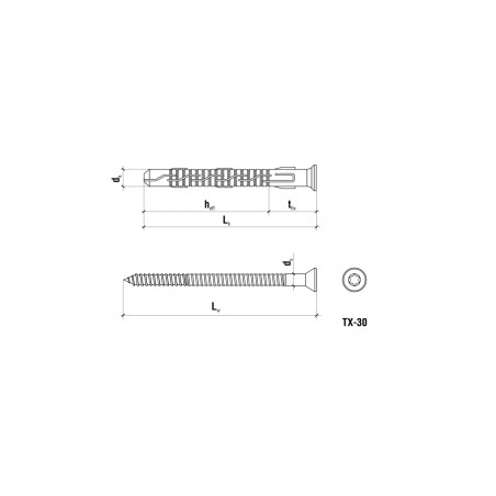 KLIMAS Wkręt-Met Kołek Ramowy 12X120 Stożek (TORX) KPS-FAST-12120S