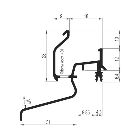 Zaślepka do Okapnika LPO/BS 27/31W Prosta Oliwka