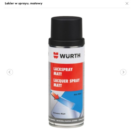 WURTH Lakier Czarny MAT RAL 9005 (0893329005037 12)