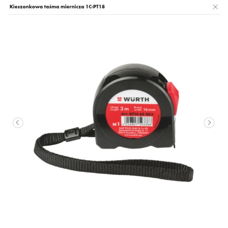 WURTH Taśma Miernicza Zwijana Kieszonkowa 3m 16mm (071465 003961 10)