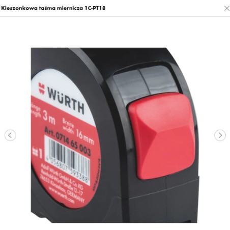 WURTH Taśma Miernicza Zwijana Kieszonkowa 3m 16mm (071465 003961 10)
