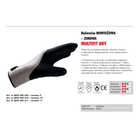 WURTH Rękawice Zimowe MULTIFIT DRY R10 (0899 405 610)