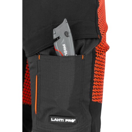 LAHTI PRO Spodnie Dekarskie Czarno - Pomarańczowe STRETCH 2XL (L4054905)