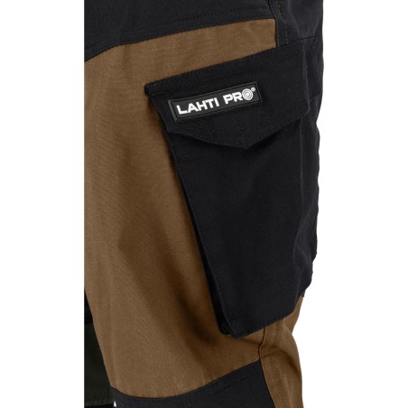 LAHTI PRO Spodnie z elementami Stretch Brązowe - Czarne S (L4055701)