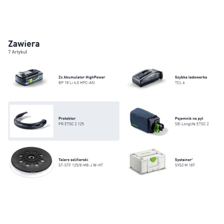 FESTOOL 18V Szlifierka Mimośrodowa ETSC 125 4,0 I-Plus (577736)