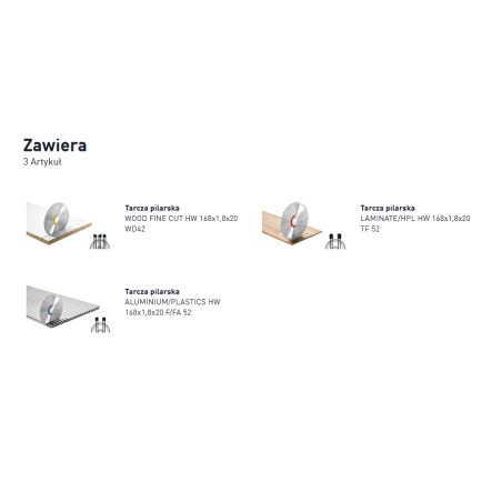 FESTOOL Zestaw Tarcz Pilarskich 168x1,8 (3szt) (578568)
